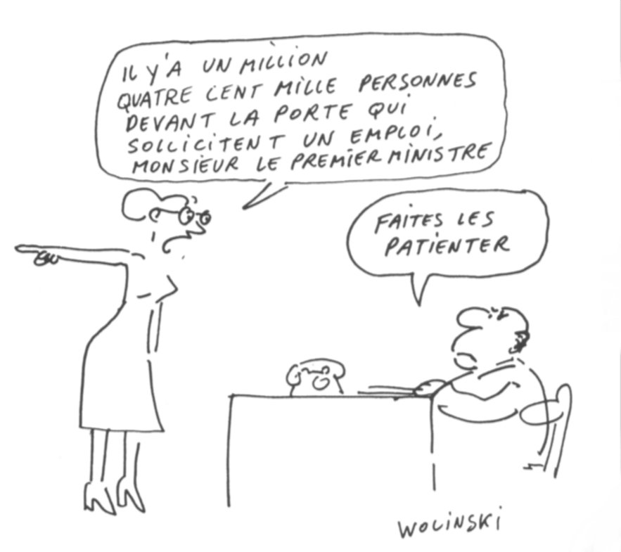 1977 23 mai L-Humanite Dessin de Wolinsky Il y a un million quatre cent mille personnes Le Chomage.jpg